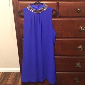 Blue Turtle Neck Sleeveless Dress XL